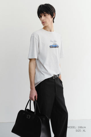 UNISEX SUMMER HOLIDAY CAR T-SHIRT LIGHT MELANGE GREY