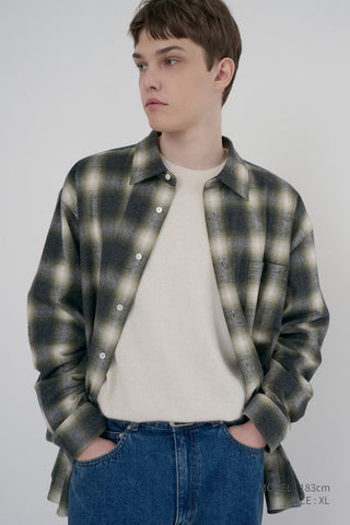UNISEX WINTER FLANNEL CHECKED SHIRT OLIVE GREEN