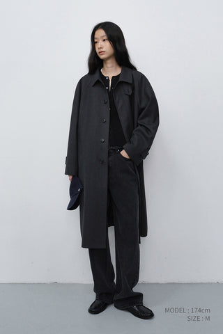 UNISEX H-LINE WOOL MAC COAT CHARCOAL GREY