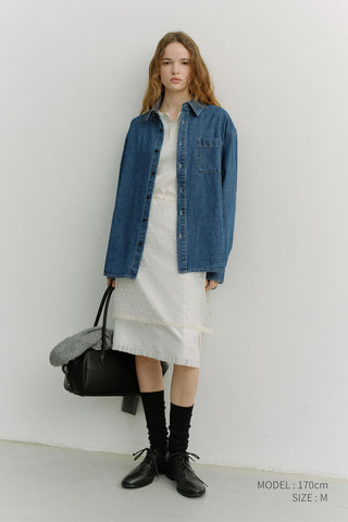 UNISEX OVERSIZED DENIM SHIRT CLASSIC BLUE