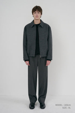 UNISEX COLLARED WOOL BLOUSON CHARCOAL GREY