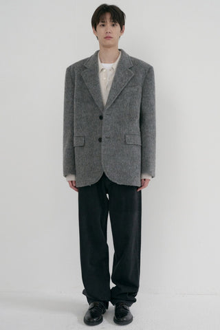 UNISEX ALPACA BLAZER COAT MELANGE GREY