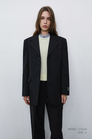 UNISEX REFINED MASCULINE WOOL BLAZER BLACK