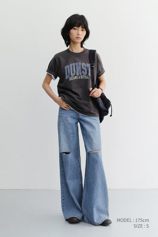 UNISEX VINTAGE ARCH LOGO T-SHIRT CHARCOAL GREY
