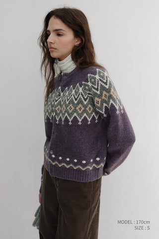 UNISEX CHUNKY PATTERN CARDIGAN PURPLE