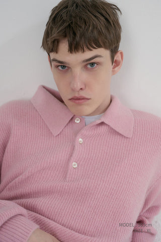 UNISEX HAIRY COLLARED SWEATER SOFT PINK