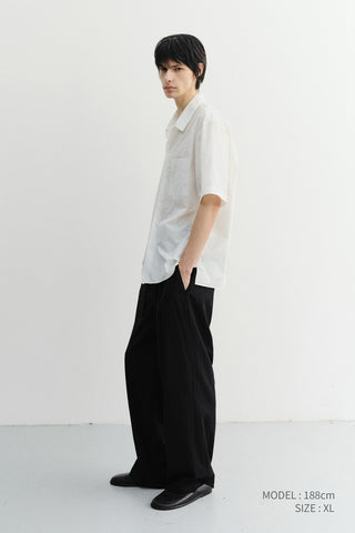 UNISEX OPEN COLLARED STRIPED SHIRT WHITE