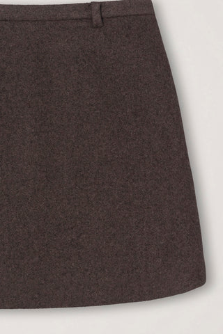 WOOL MINI SKIRT DEEP BROWN