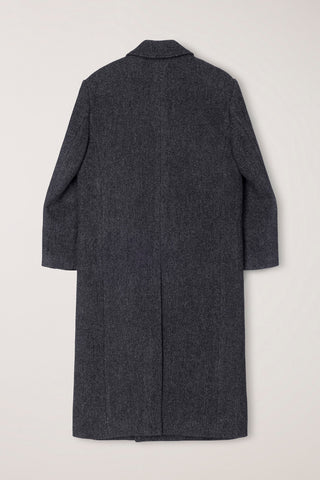 UNISEX TAILORED DOUBLE-BREASTED COAT CHARCOAL GREY PATTERN