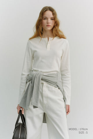 UNISEX HENLEY-NECK T-SHIRT OFF WHITE