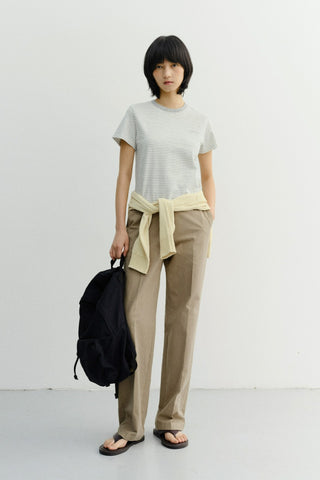 SUMMER STRAIGHT CHINO SLACKS DARK BEIGE