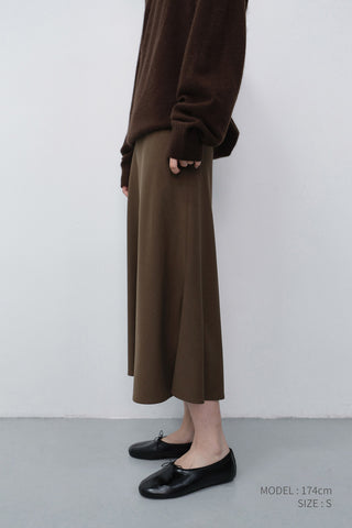 FLUID LONG SKIRT KHAKI BROWN