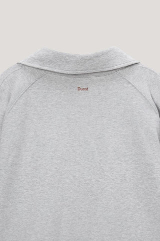 UNISEX LEATHER LOGO HALF ZIP-UP SWEATSHIRT MELANGE GREY