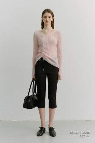 2-WAY SHIRRING KNIT TOP SOFT PINK