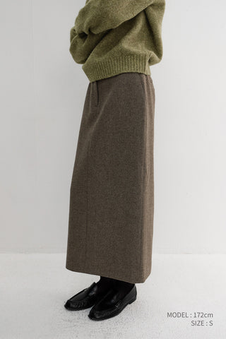 H-LINE LONG SKIRT MELANGE BROWN