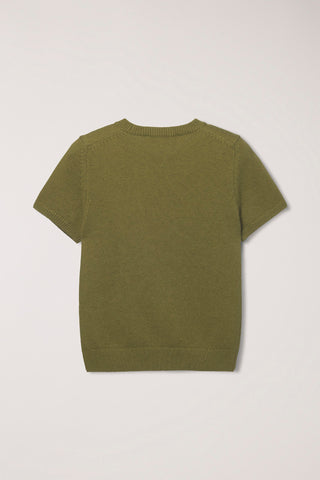 HALF SLEEVE KNIT TOP OLIVE GREEN
