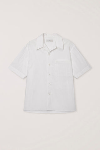 UNISEX OPEN COLLARED STRIPED SHIRT WHITE