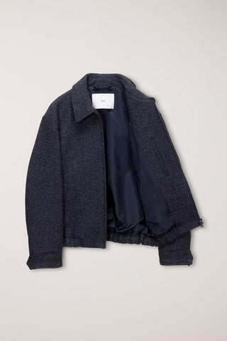 UNISEX COLLARED WOOL BLOUSON CHARCOAL GREY