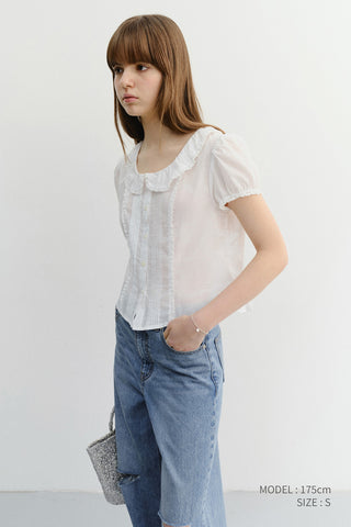 FRILL COLLARED BLOUSE WHITE