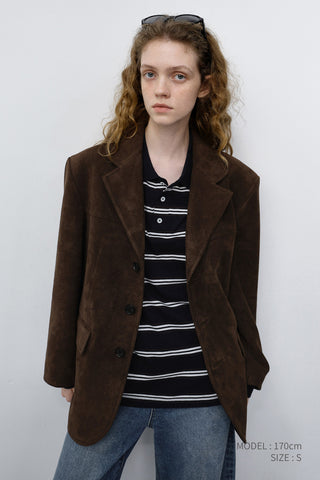 UNISEX RELAXED ALTER-SUEDE HALF JACKET BROWN
