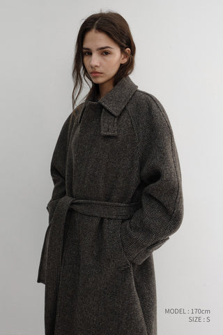 UNISEX RELAXED BALMACAAN COAT BROWN TWEED