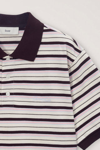 UNISEX STRIPED POLO SHIRT BROWN