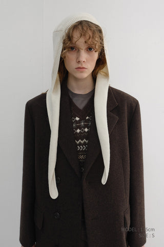 UNISEX BOXY TAILORED COAT DEEP BROWN