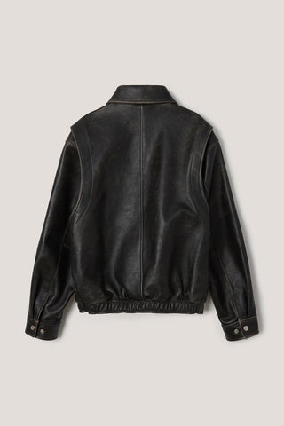 UNISEX DRIZZLER LEATHER JACKET BRUSHED BLACK