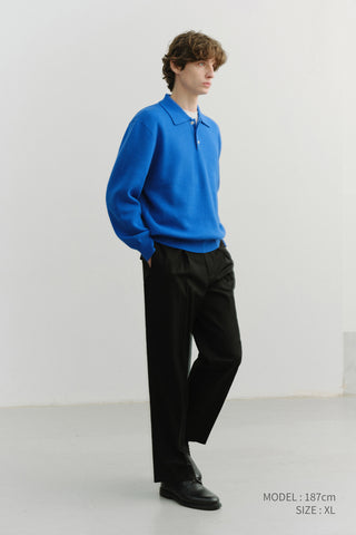 UNISEX CASHMERE COLLARED SWEATER BLUE