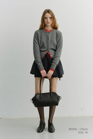 ESSENTIAL CREWNECK KNIT CARDIGAN MELANGE GREY