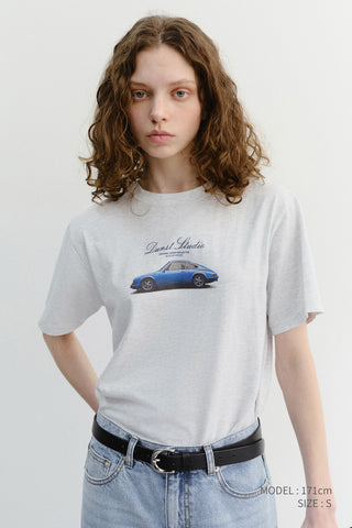 UNISEX SUMMER HOLIDAY CAR T-SHIRT LIGHT MELANGE GREY