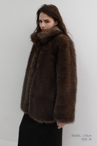 HALF FUR JACKET BROWN