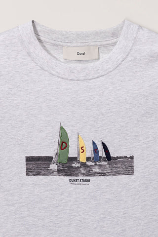 UNISEX APPLIQUE YACHT T-SHIRT LIGHT MELANGE GREY