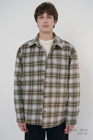 UNISEX QUILTED FLANNEL SHIRT KHAKI CHECK