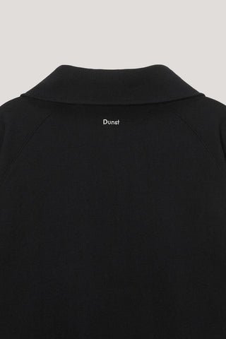 UNISEX LEATHER LOGO HALF ZIP-UP SWEATSHIRT BLACK