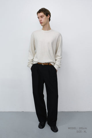 UNISEX ESSENTIAL CREWNECK SWEATER MELANGE IVORY