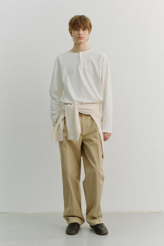 UNISEX HENLEY-NECK T-SHIRT OFF WHITE