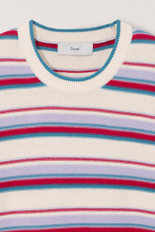 UNISEX STRIPED CREWNECK KNIT CREAM RED