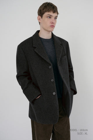 UNISEX 3 BUTTON WOOL BLAZER CHARCOAL GREY