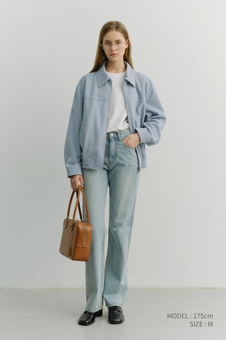 UNISEX ALTER-SUEDE COLLARED BLOUSON SOFT BLUE