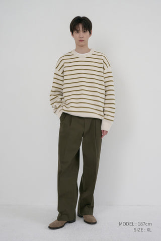 UNISEX STRIPED CHUNKY SWEATER IVORY