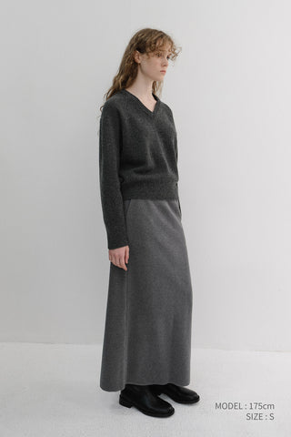 UNISEX SOFT VOLUME V-NECK SWEATER CHARCOAL GREY