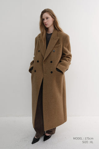 UNISEX TAILORED DOUBLE-BREASTED COAT CAMEL