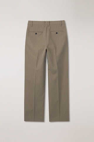 PLEATED CHINO SLACKS KHAKI BROWN