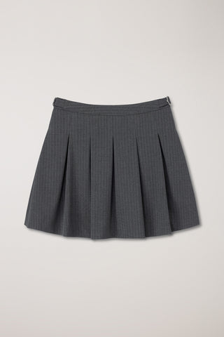 PLEATS MINI SKIRT GREY STRIPE