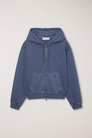 UNISEX GARMENT DYED ZIP-UP HOODIE NAVY