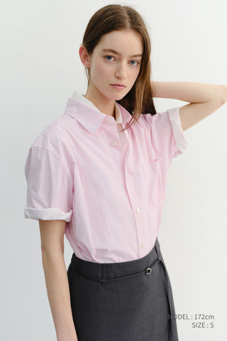 UNISEX OVERSIZED HALF SLEEVE SHIRT SOFT PINK
