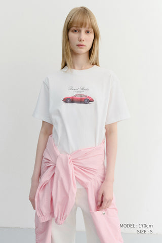 UNISEX SUMMER HOLIDAY CAR T-SHIRT OFF WHITE