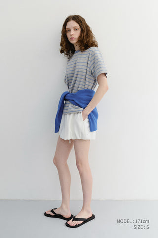 UNISEX STRIPED T-SHIRT MELANGE GREY BLUE