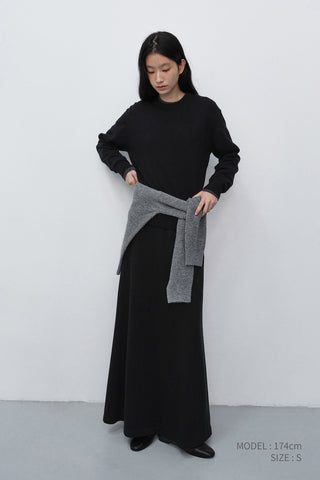 KNITTED MAXI SKIRT BLACK